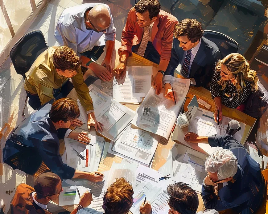 team members on a meeting